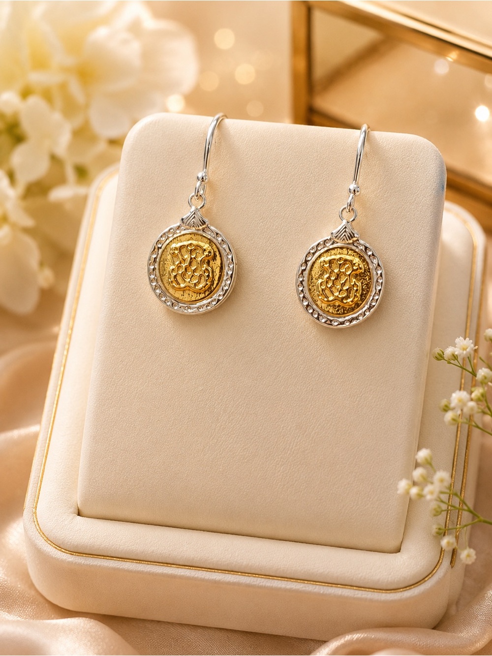 Camafeo bear Oceaan sterling silver and silver vermeil earrings  925